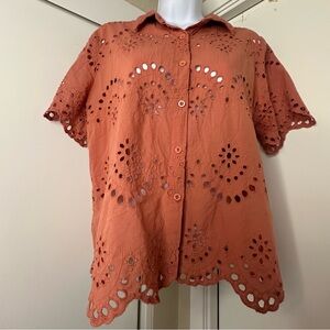 Adiva Terracotta Eyelet Blouse